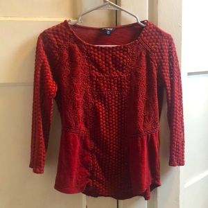 Vintage XS Embroidered Red Shirt